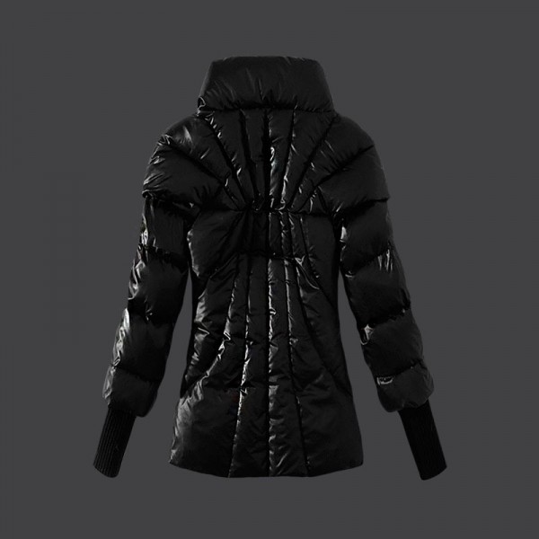 Moncler Donna Giù cappotto stand Colalr Nero Presa M1054